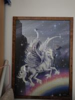 Puzzle Einhorn mit Regenbogen im Holzrahmen 