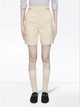 GUCCI Tweed Shorts Elfenbein Wolle IT40 neu NP 1200