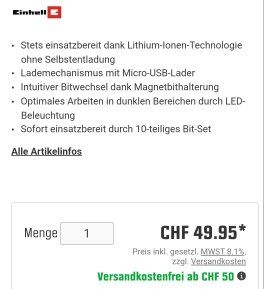 Einhell Trapani: Akkuschrauber EINHELL 10 tlg. Bit-Set-LED -Beleuchtung. NEU. – Nuovo (secondo la descrizione) da Killwangen venduto da Marc-Antonio 2