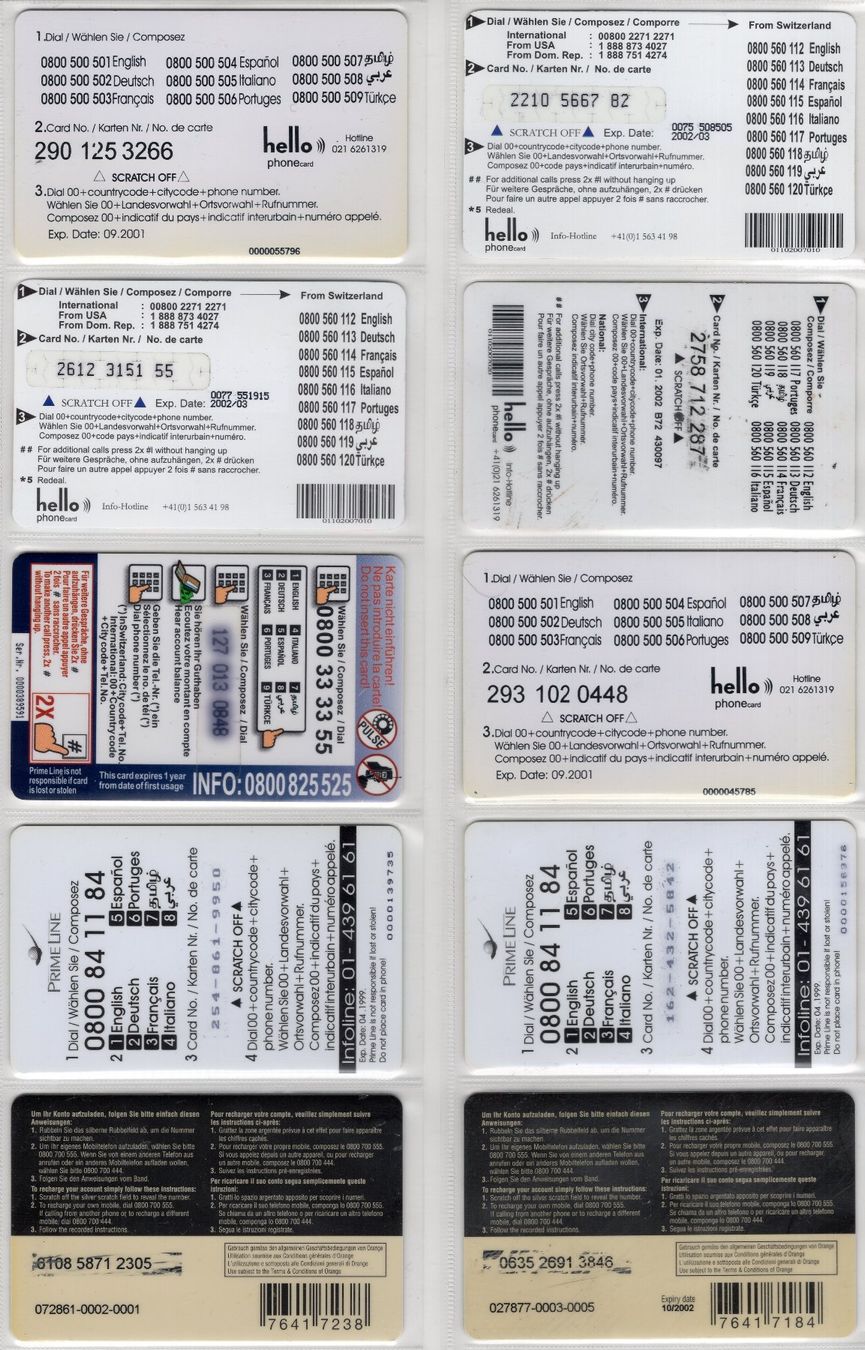 Schede telefoniche: 10 diverse Schweizer Prepaid Telefonkarten – Usato da Eglisau venduto da Chperfins 1