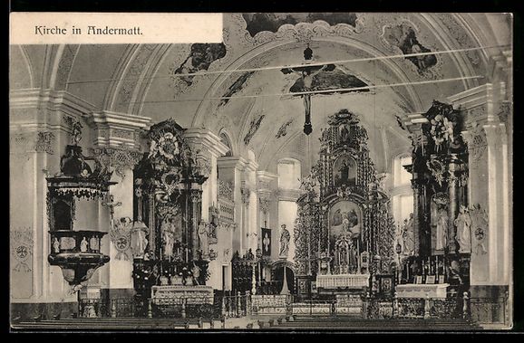 Cartes postales: AK Andermatt, Kirche mit Hochaltar – D'occasion à Berlin par bartko-reher