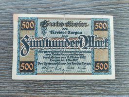 Deutschland Notgeld, Torgau 500 Mark 1922 !!!!!
