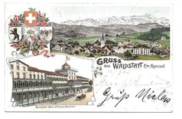 Gruss aus Waldstatt (AR) Hotel Hirschen - Säntis  Litho 1905