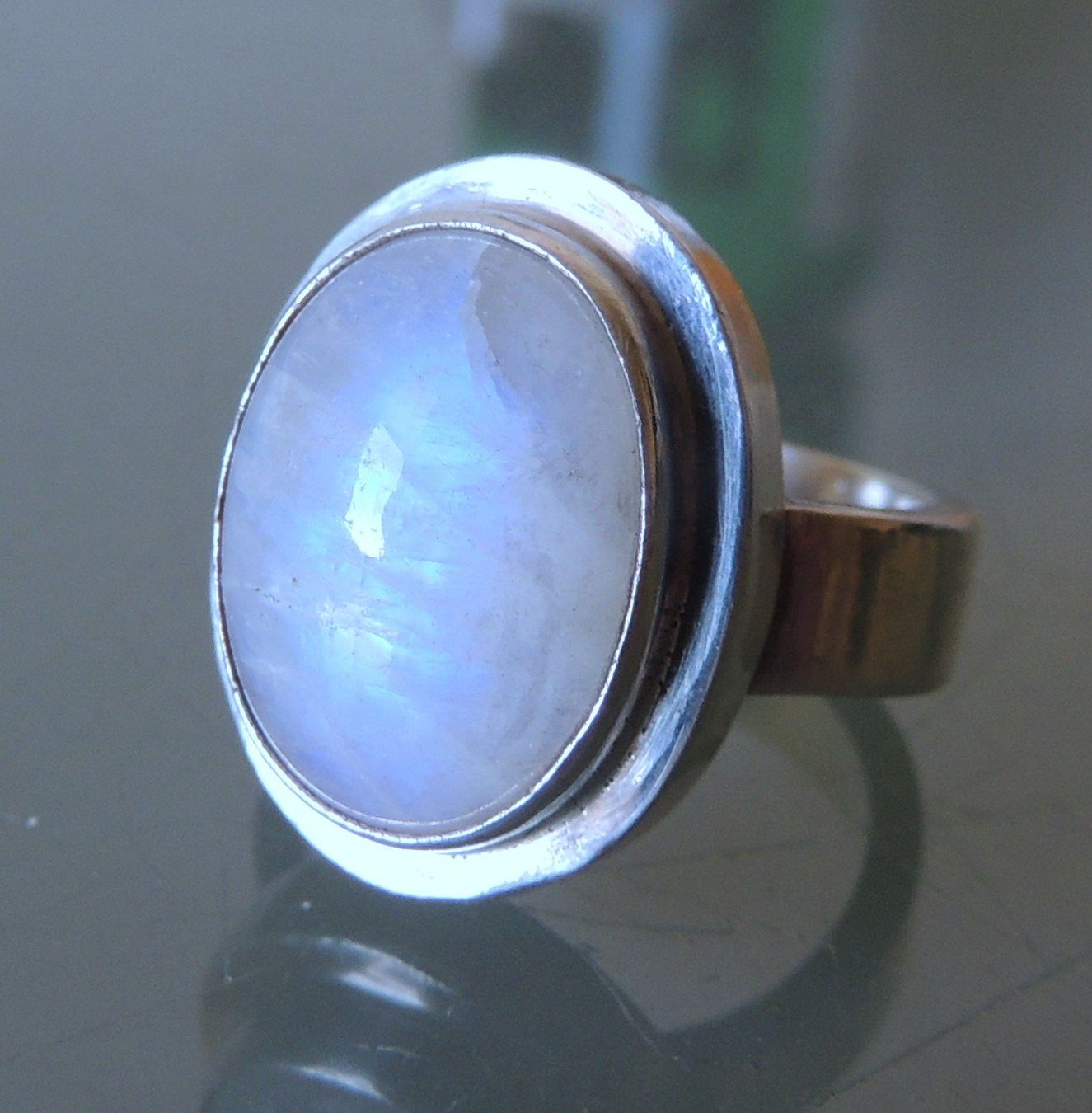 Anelli: Rainbow moonstone Silber 925 Fingerring Gr. 53 – Usato da Waldenburg venduto da schaller707