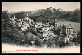 AK St. Moritz, Ortsansicht mit Piz Languard