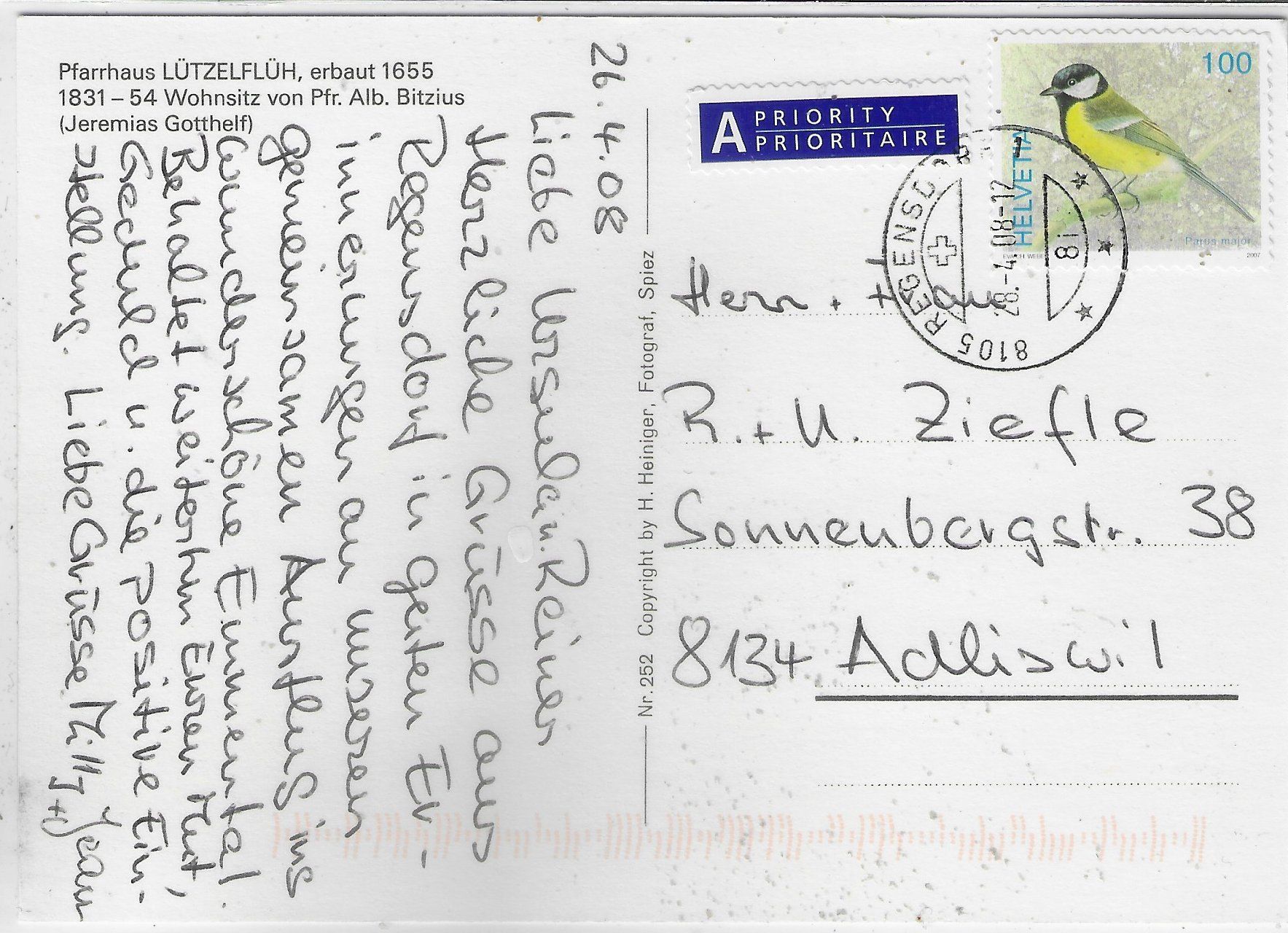 Cartoline postali: Pfarrhaus Lützelflüh – Usato da Ettingen venduto da Kartenplanet 1