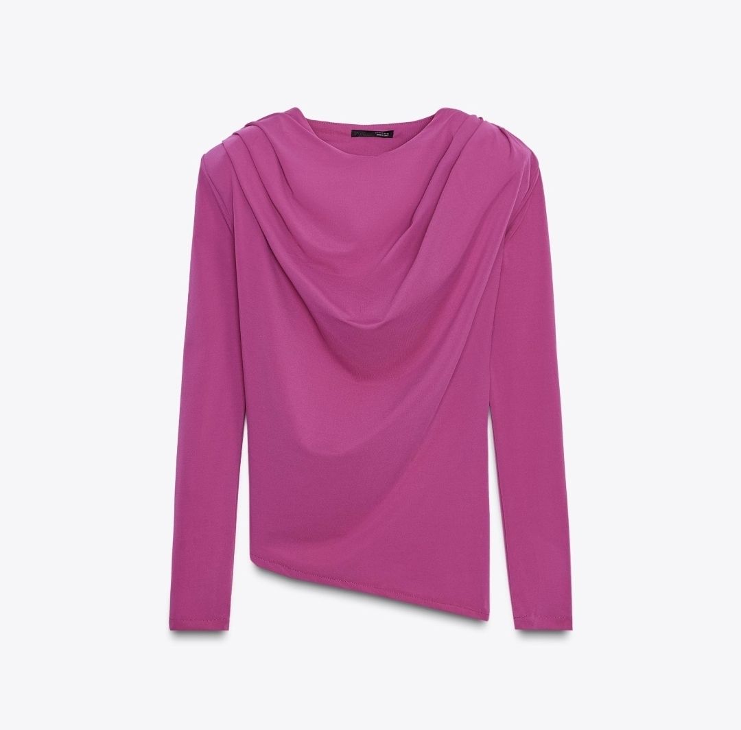 Zara Chemisiers: ZARA Draped Magenta Long Sleeve Top - Size M – Neuf (Voir description) à Altendorf par UpcyclingByElena