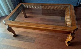 Schöner Couchtisch/Salontisch Massiveholz/Glas (132x82x47cm)