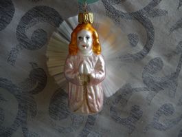 rosa Engel mit Kranz aus Glasseide (Nr. 1) Christbaumschmuck