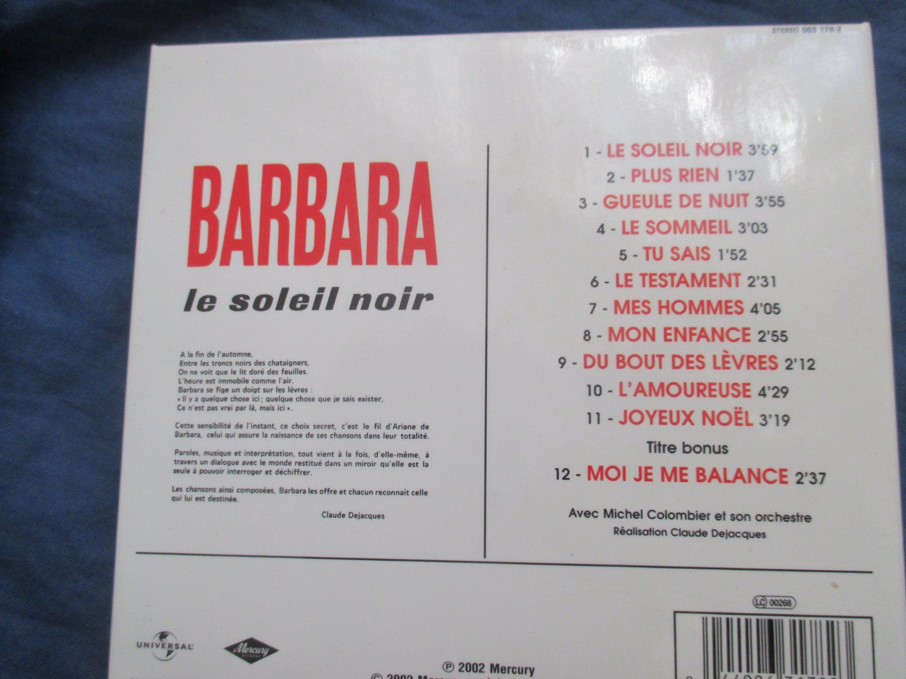 CDs: Barbara : Le soleil noir – Gebraucht aus Colombier NE von nene288 2