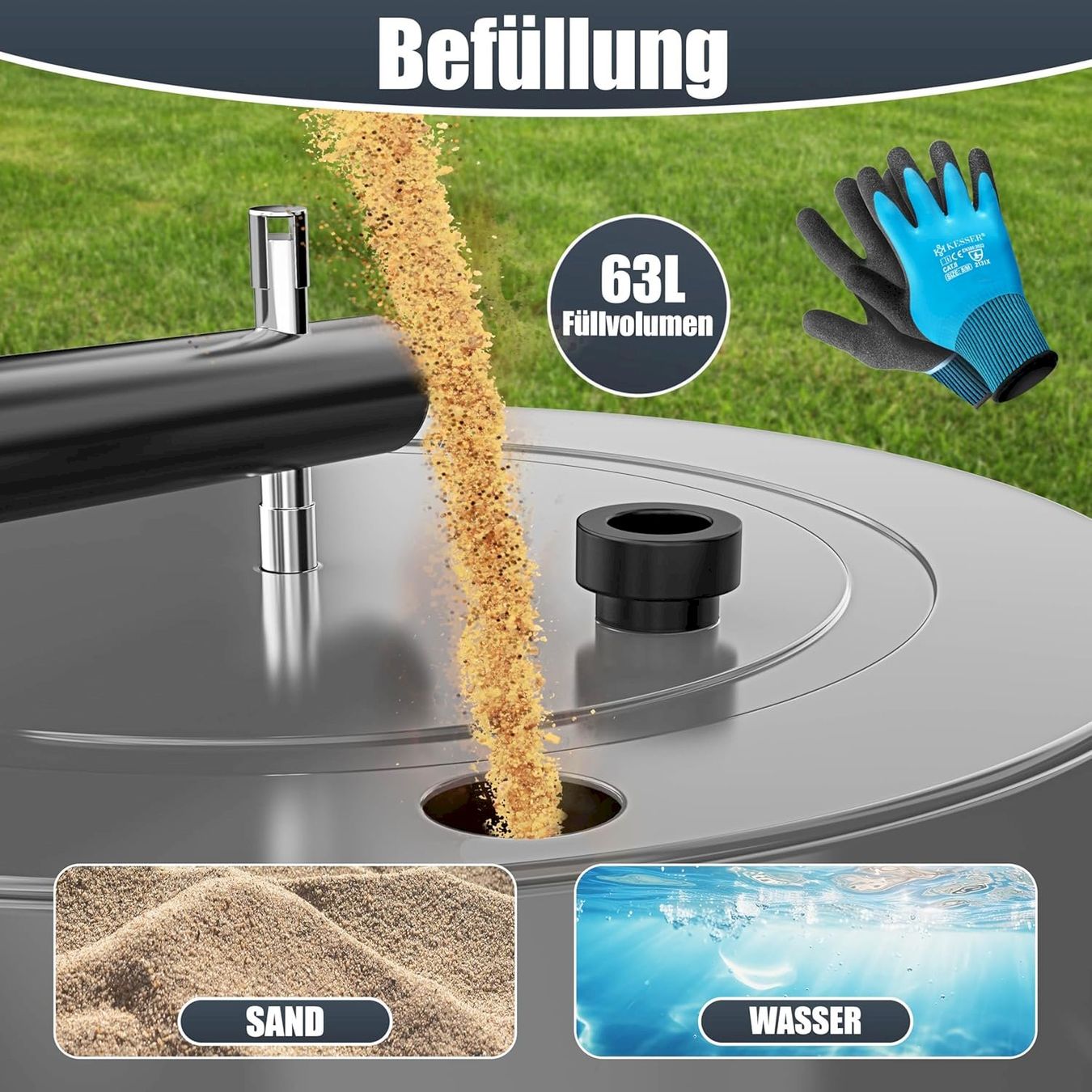 Tutti gli attrezzi: KESSER Rasenwalze 63l 99cm anthrazit – Nuovo e nell'imballaggio originale da Bottighofen venduto da zaap 2