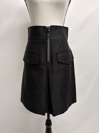 Sandro Schwarzer Rock high waist Reissverschluss Bundfalt