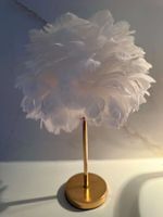 Federlampe Kugelform Gold Weiss Stehlampe Deko Gemütlich ...