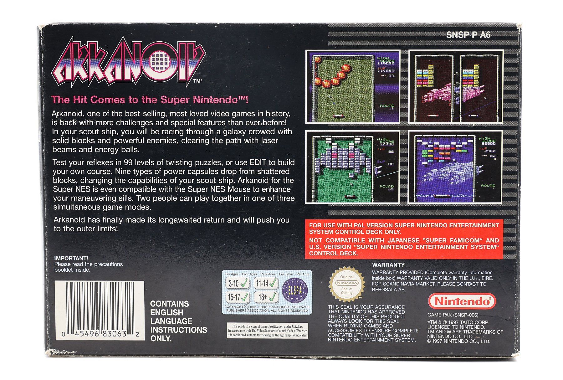 Giochi: Arkanoid PAL Super Nintendo Boxed - SNES – Usato da Paudex venduto da dindeboy 1