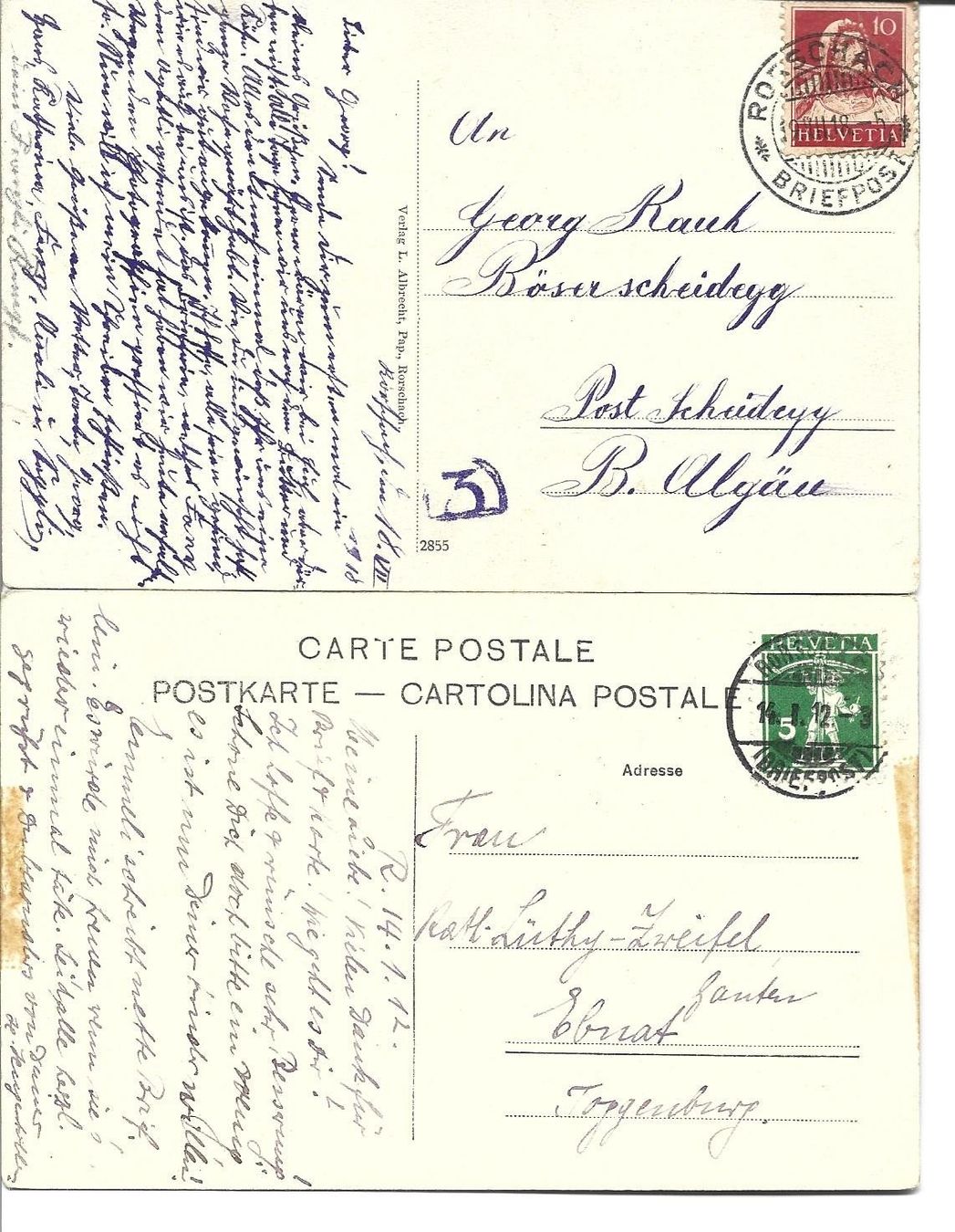 Cartoline postali: AK  Rorschach 2x – Usato da Appenzell venduto da mai25 1