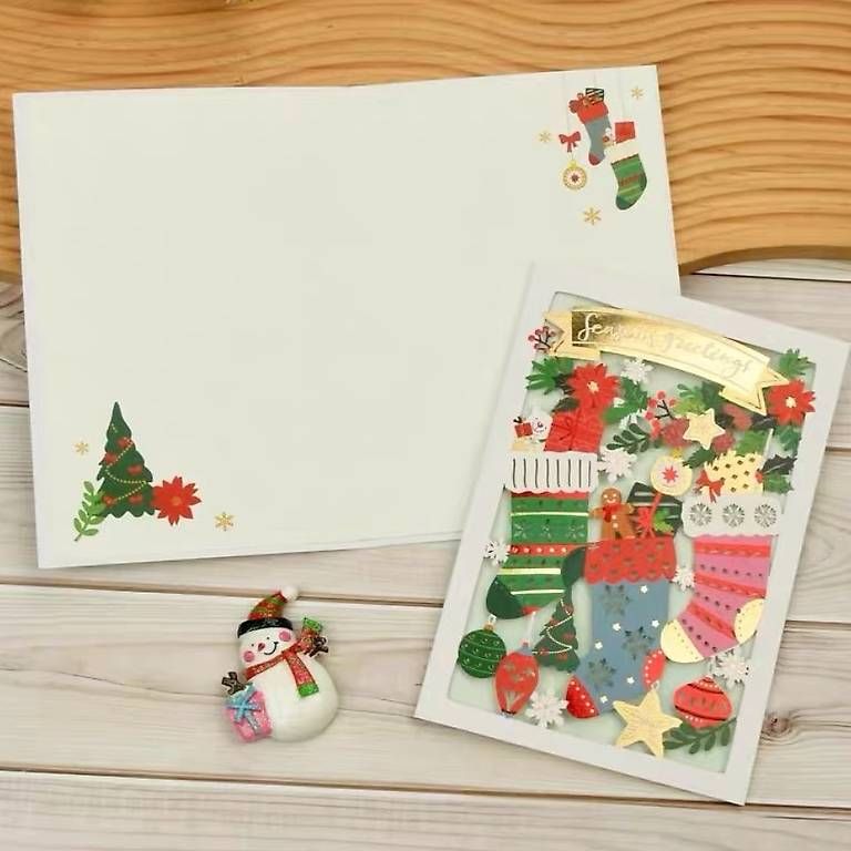 Karten: Filigrane Weihnachtskarte mit farbigem Umschlag – Neu und originalverpackt aus Zürich von Grussatelier