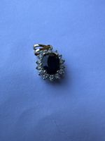 Goldanhänger mit Saphir und Brillanten