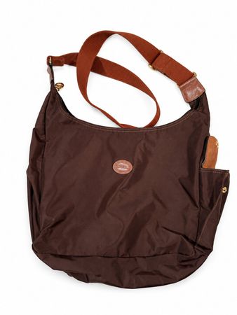 Umhängetasche Longchamp braun Stoff Leder gebraucht