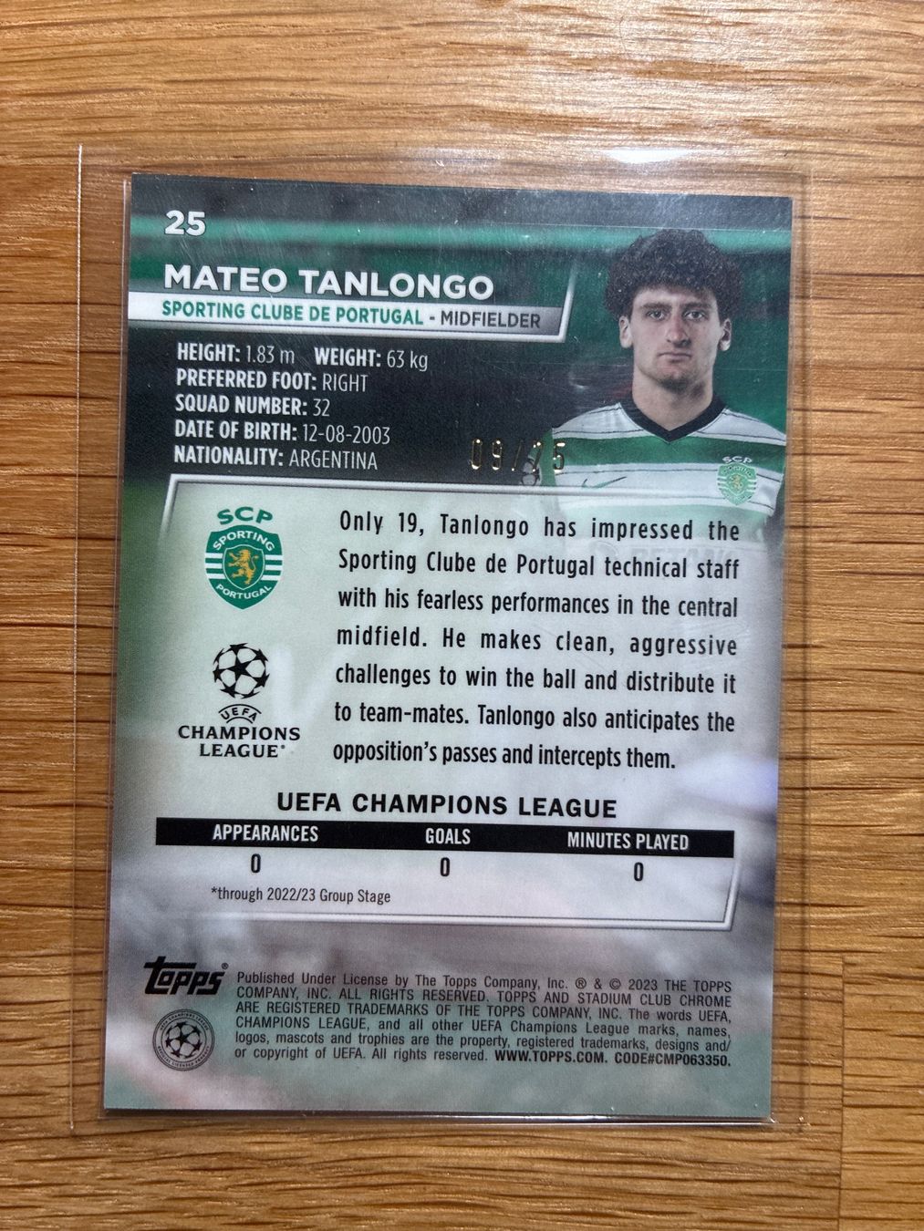 Topps Carte collezionabili: Topps Chrome Stadium Mateo Tanlongo Sporting RC /75 – Usato da Wangenried venduto da Garagara 1