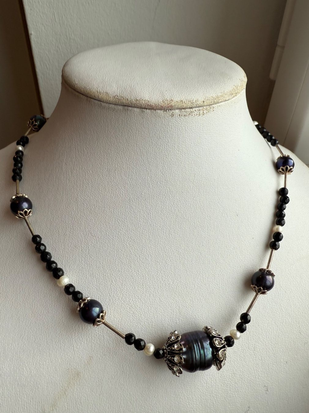 Onyx Catenine: Süsswasserperle, Onyx Collier, 925 S. – Nuovo (secondo la descrizione) da Basel venduto da Chili007 3