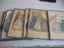 Stichvorlagen Modezeichnungen 19.Jh. 7 Stk.La France Elegant