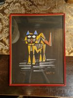 Italienisches Katzenbild 1961 – signiert, Mid-Century