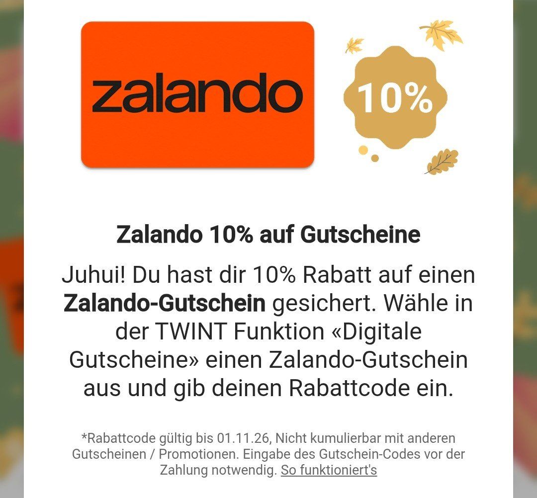 Buoni: Zalando Gutscheincode 10% Rabatt – Nuovo (secondo la descrizione) da Adliswil venduto da Vimovi 1