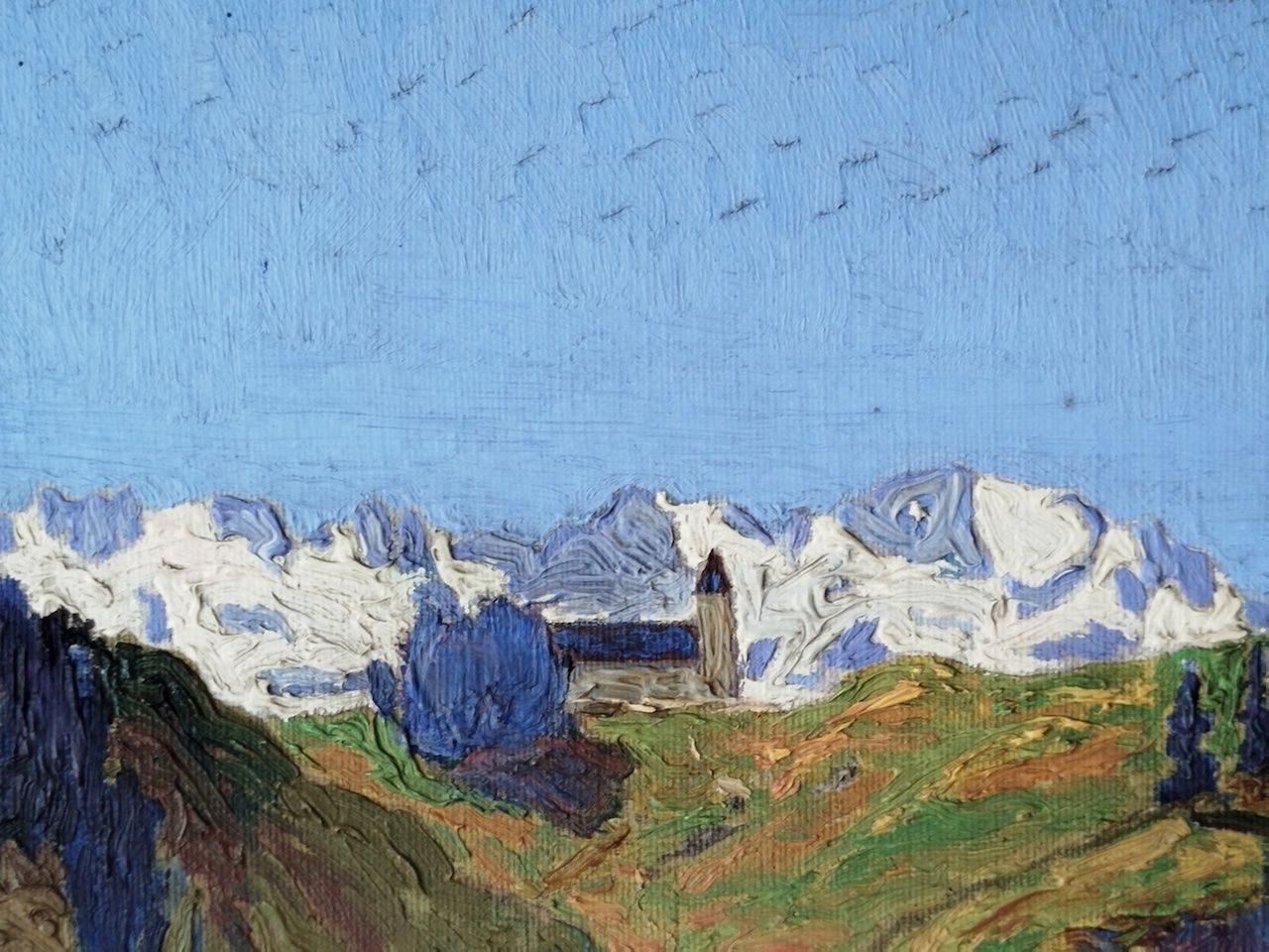 Gemälde: F. H. Thomen – Engadiner Berglandschaft, 48×38 cm, sign. – Gebraucht aus Langnau am Albis von Evi2009 4