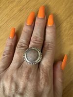 Ring Silber mit Rosenquarz Grösse 54 guter Zustand