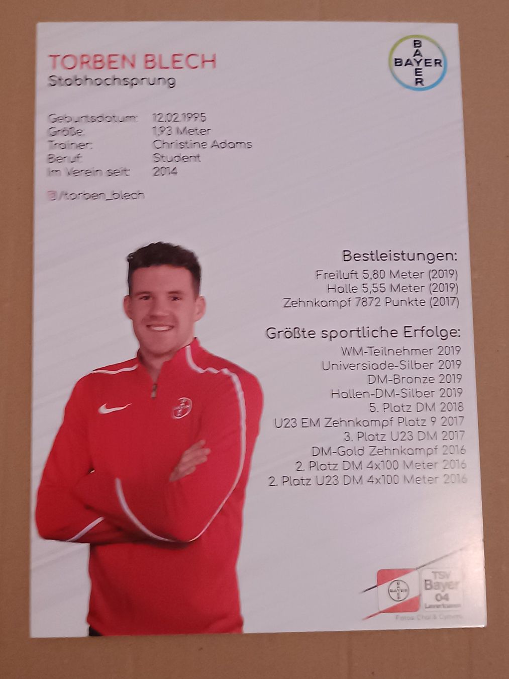 Autogramme: Torben Blech - Leichtathletik - original signiert – Gebraucht aus Menziken von Autogramme 1