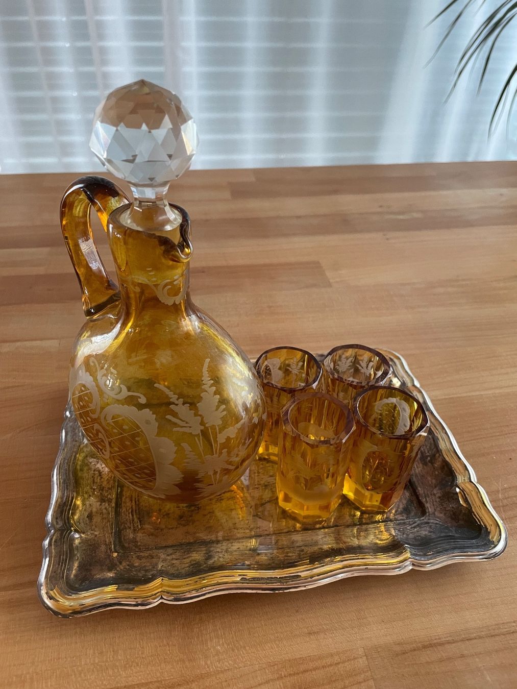 Karaffen: Flasche mit Gläser / Kristallglas / antik – Defekt aus Rümlang von euqinom16