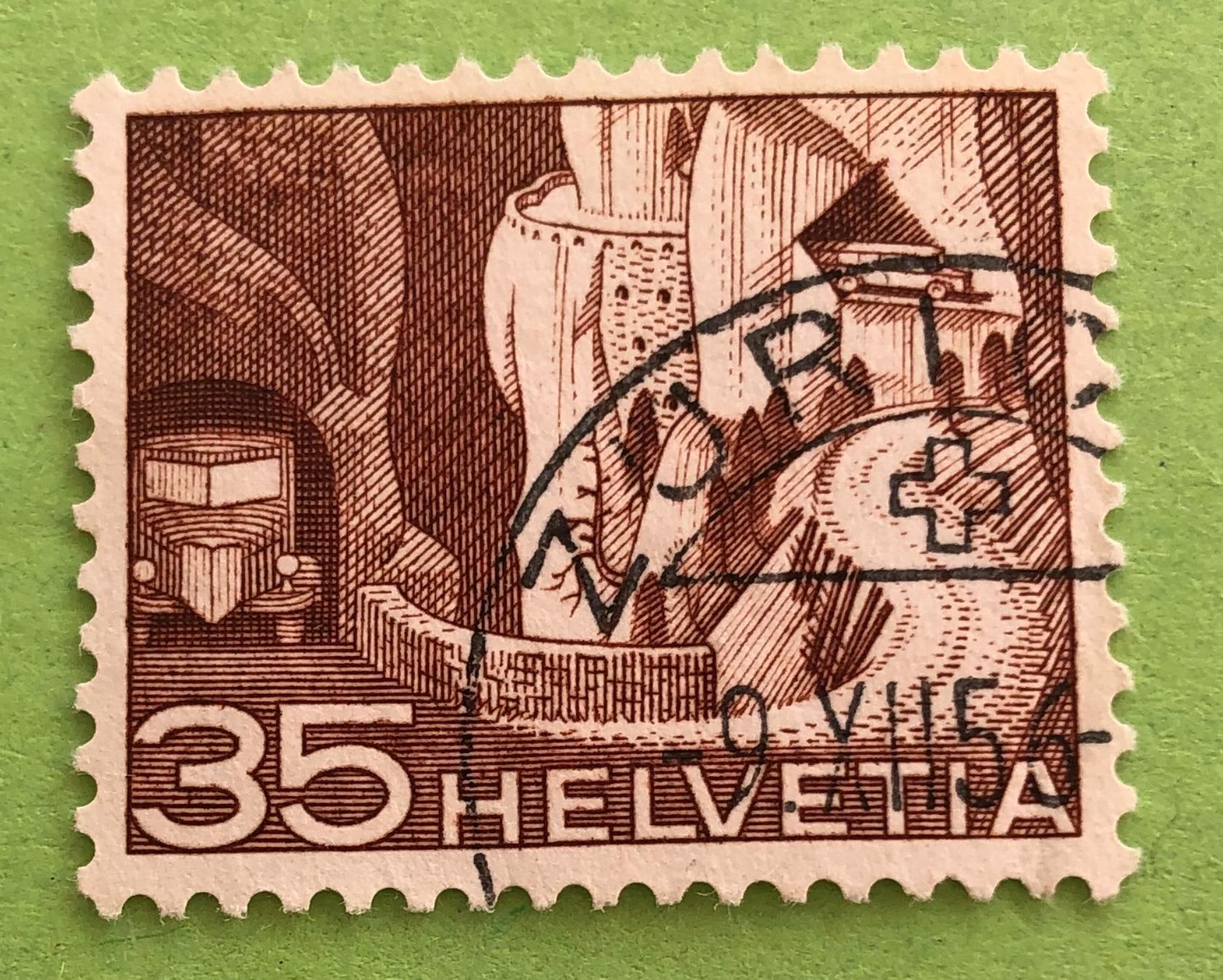 Tutti i francobolli: Nr.304 mit Stempel Alpenpoststrasse Technik und Landschaft – Usato da Aarau venduto da Billa007