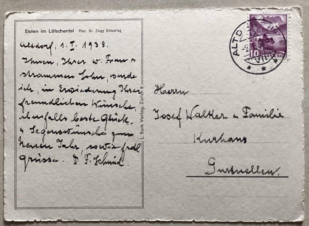 Cartoline postali: Lötschental, Eisten vor 1938 – Usato da Reinach BL venduto da Linda013 1