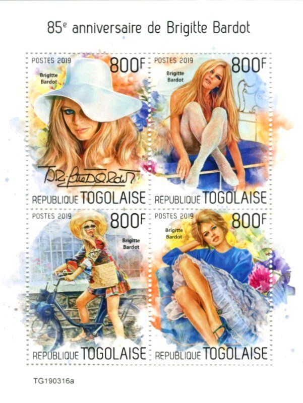 Alle Briefmarken: Block "Brigitte Bardot". Togo – Neu und originalverpackt aus Basel von Butsch5