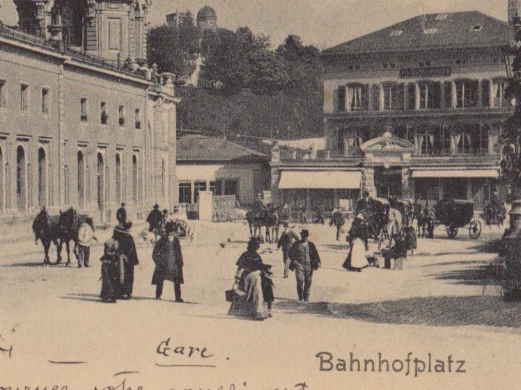 Cartoline postali: AK Bern - Bahnhofplatz - belebt - 17.02.1904 – Usato da Kirchberg BE venduto da Mgh 1