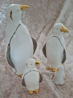 Wunderschöne Dekor Pinguin Familie weiss-gold Porzellan TOP