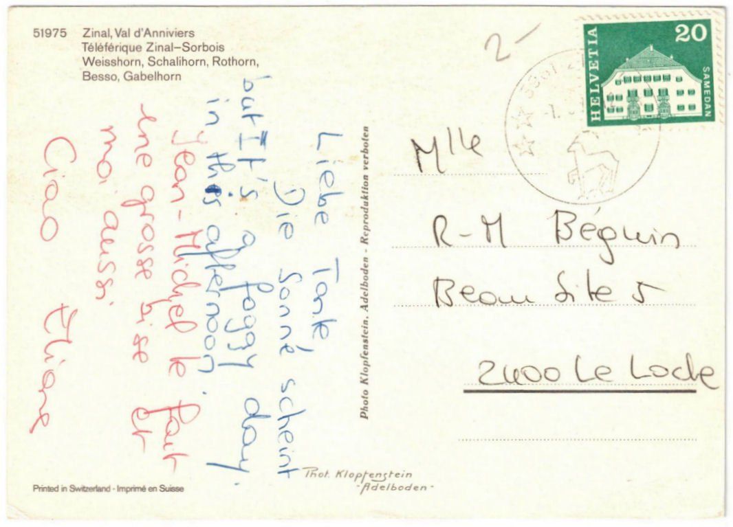 Cartoline postali: Zinal - Luftseilbahn Sorebois – Usato da Binningen venduto da Mountainrider 1