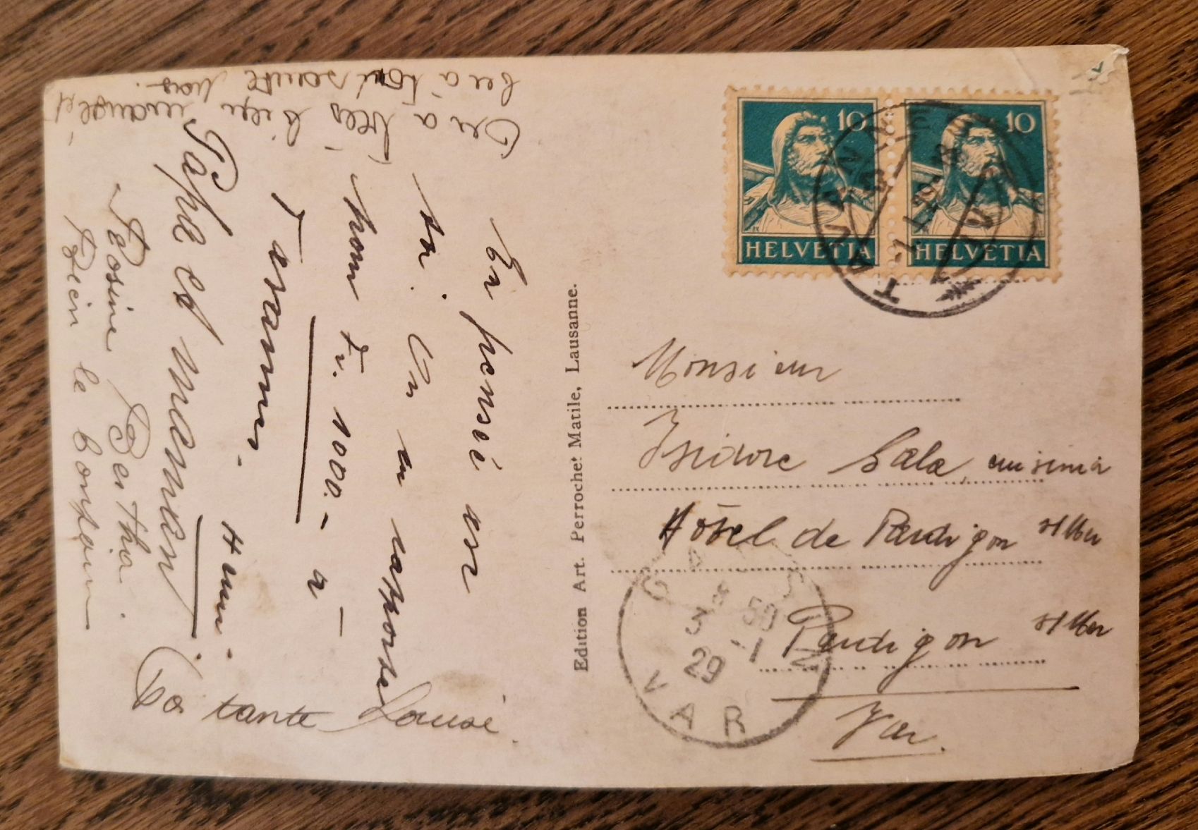 Ansichtskarten: Pierre - Pertuis 1929 – Gebraucht aus Ebikon von Donar50 2
