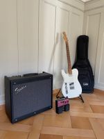 Fender Telecaster (linkshändler) mit verstärker, loopstation