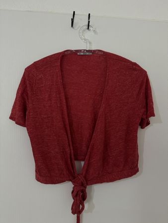 ZARA Linen Damen Shirt Crop Top rot Grösse L Top zustand