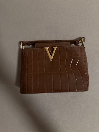 Handtasche Kroko-Optik braun guter Zustand