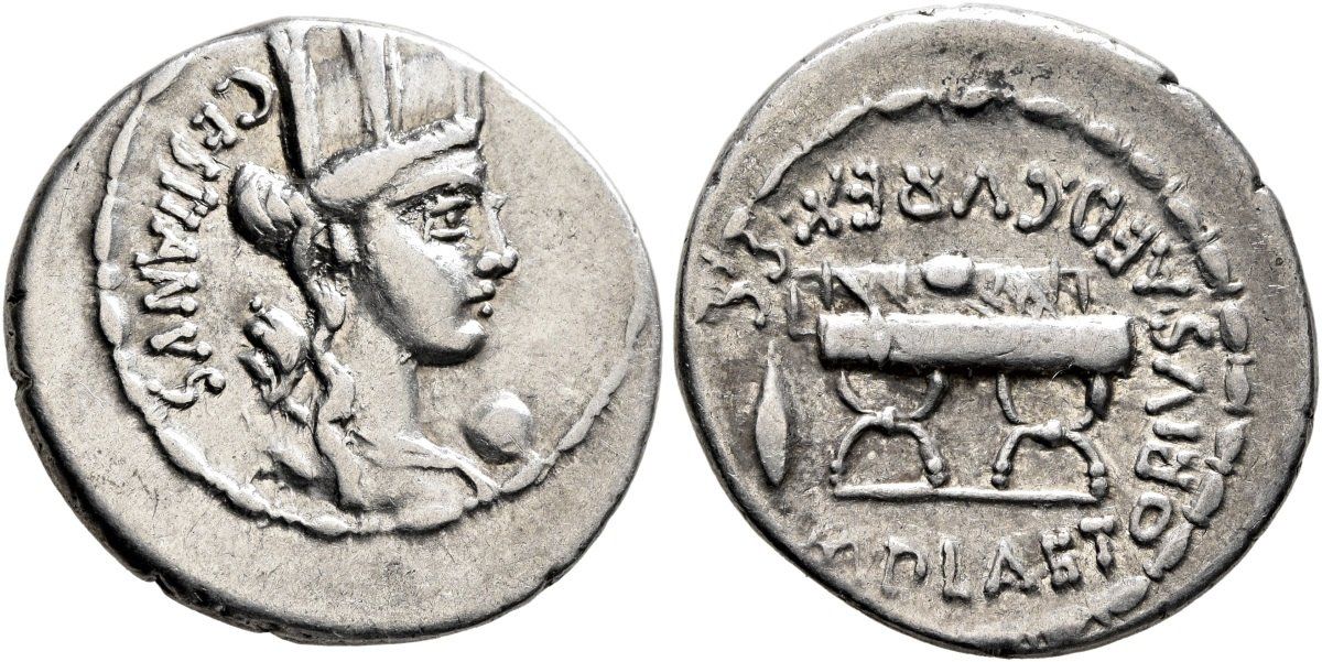 Tutti le monete: M. PLAETORIUS M.f. CESTIANUS silver denarius – Usato da La Sarraz venduto da classicworldcoins