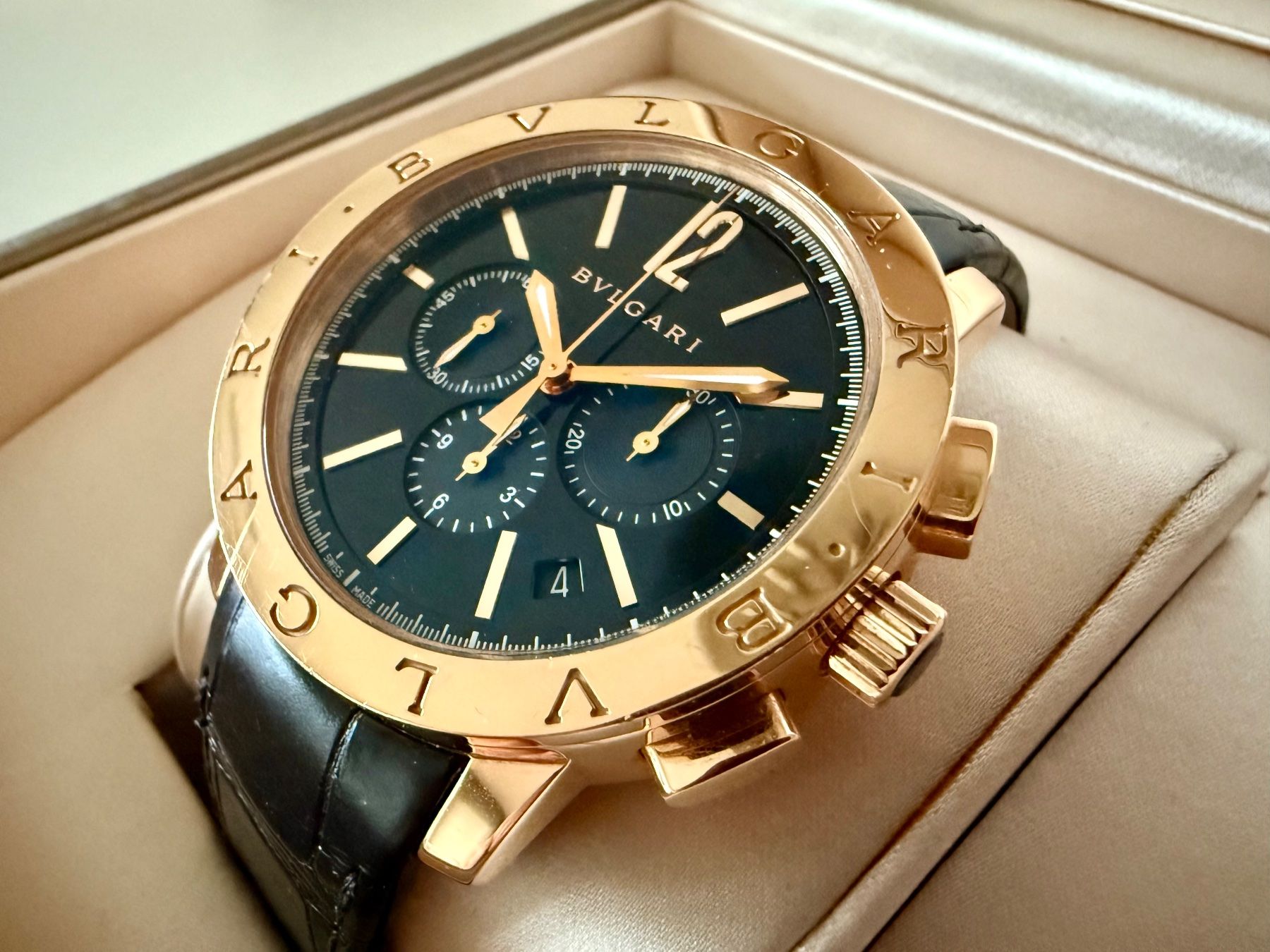 Bulgari Orologi: BULGARI Velocissimo Pink Gold Automatic Chronograph 36000vph – Nuovo (secondo la descrizione) da Le Mont-sur-Lausanne venduto da LycaGallery