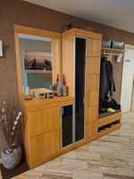 Garderobe modern, Buche, Rauchglas, massiv