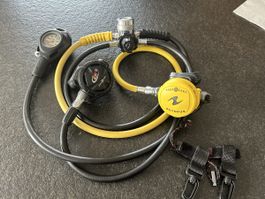 Apeks, aqualung LX atemregler Set, . Finimeter und halterung