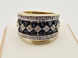 Gold Ring Saphire Brillanten 18KT 750 Gold Gr 50