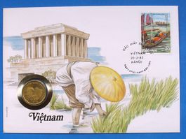 VIETNAM - schöner Brief mit Münze !!!
