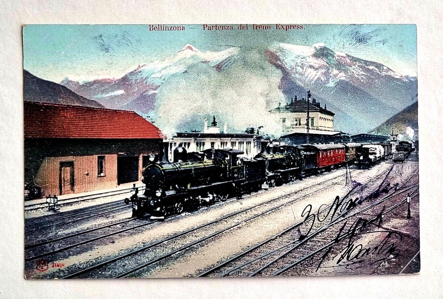 Cartoline postali: Bellinzona - Abfahrt des Express Zuges – Usato da Rothrist venduto da RROENK