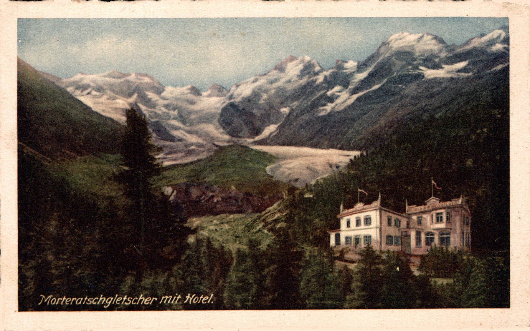 Cartoline postali: Morteratschgletscher mit Hotel Morteratsch – Usato da Bronschhofen venduto da Astore