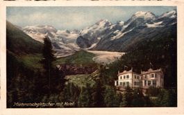Morteratschgletscher mit Hotel Morteratsch